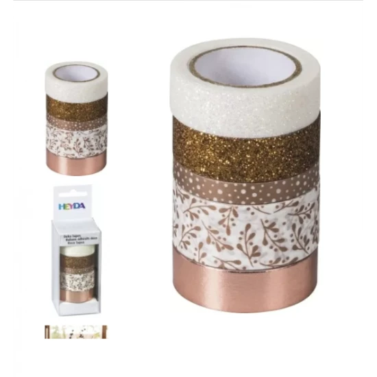 Διακοσμητικές Αυτοκόλλητες Ταινίες Rose gold και glitter  - 5 Ρολλά  ( 5m/ κάθε τεμ)