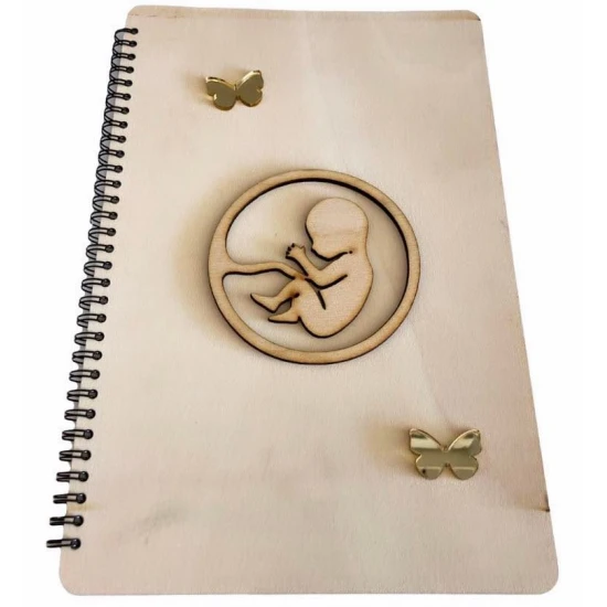 Βιβλίο ευχών με ξύλινα εξώφυλλα 30x20cm 20φύλλα ( 40 σελίδες) ιβουάρ με διακοσμητικά ξύλινα+plexiglass