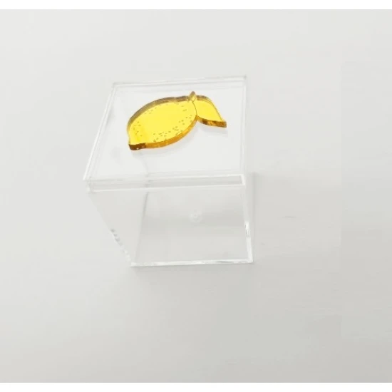 Plexiglass Κουτάκι 5,5cm Με Διακοσμητικό Στοιχείο Plexiglass Λεμόνι