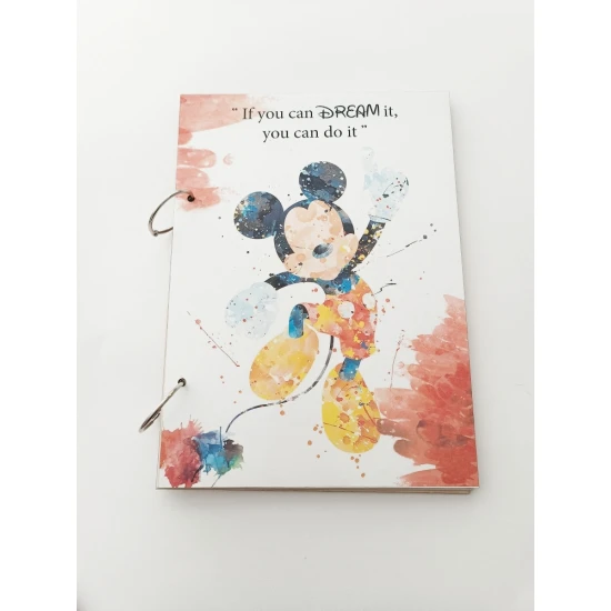 Βιβλίο Ευχών  Mickey  Με Έγχρωμη Εκτύπωση Σε Ξύλο 30cm 15 Φύλλα ( 30 Σελίδες) + Διακοσμητικό Όνομα + Κάνε Μια Ευχή 