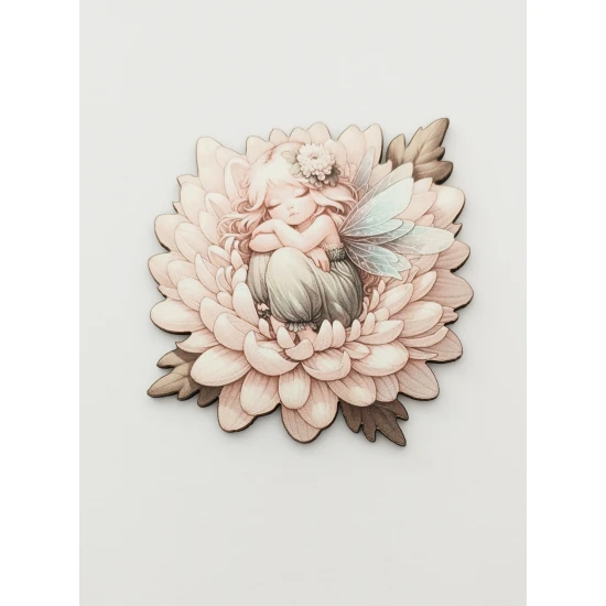 Φιγούρα ξύλινη με έγχρωμη εκτύπωση girl in a flower #9