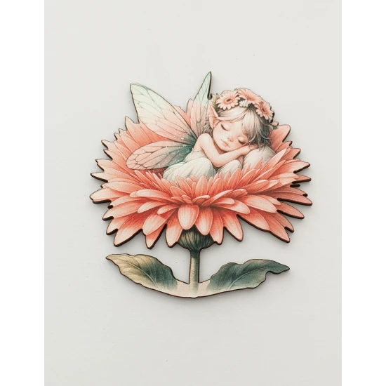 Φιγούρα ξύλινη με έγχρωμη εκτύπωση girl in a flower #10