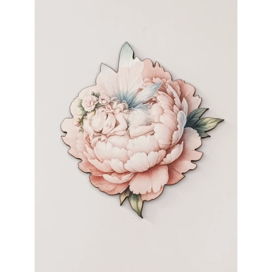 Φιγούρα ξύλινη με έγχρωμη εκτύπωση girl in a flower #11