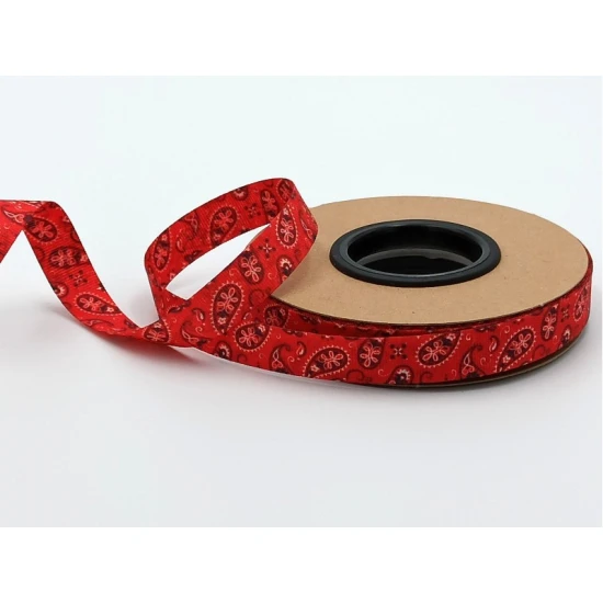 ΚΟΡΔΕΛΑ Νο5806D ΕΚΤΥΠΩΣΗ ΔΥΟ ΟΨΕΙΣ 15ΜΜ RED WITH BLACK PAISLEY