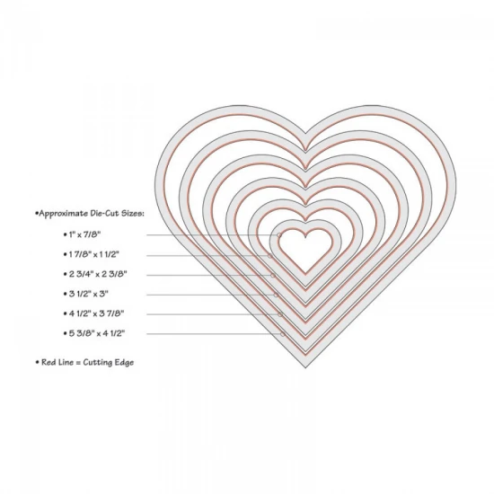Sizzix Framelits Die Set  - Hearts - 6τεμ
