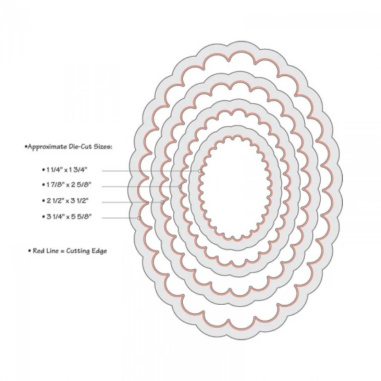 Sizzix Framelits Die Set  - Ovals, Scallop - 4τεμ