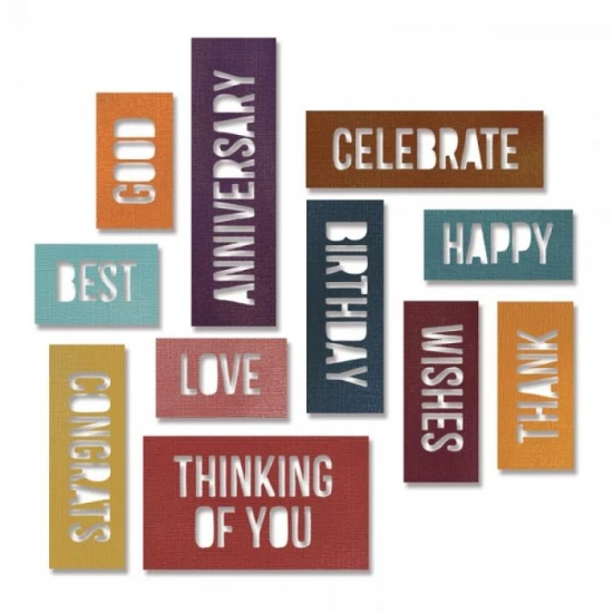 Thinlits Die Set 13τεμ Celebration Words- Sizzix