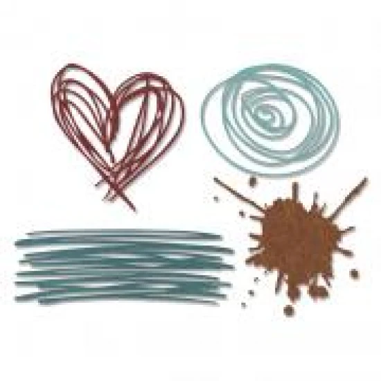Die Set 4PK - Scribbles & Splat - Sizzix