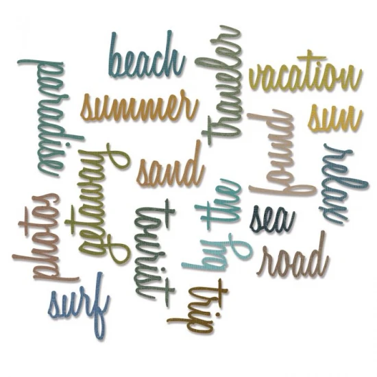 Thinlits Die Set 18τεμ Vacation Words: Script by Tim Holtz - Sizzix