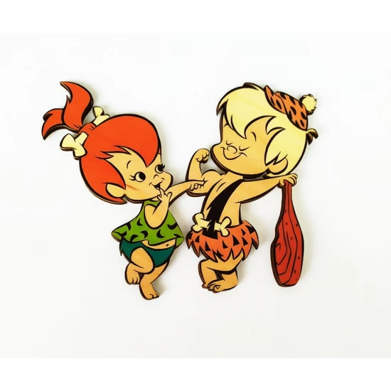 Pebbles και Bamm Bamm εκτύπωση σε ξύλο