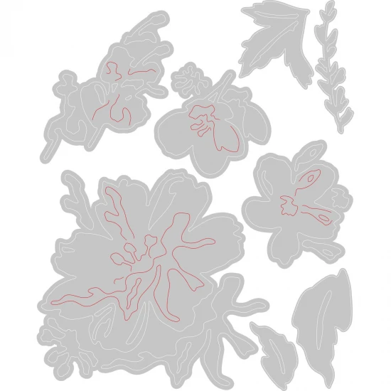 Thinlits Die Set 8PK Brushstroke Flowers #2 by Tim Holtz