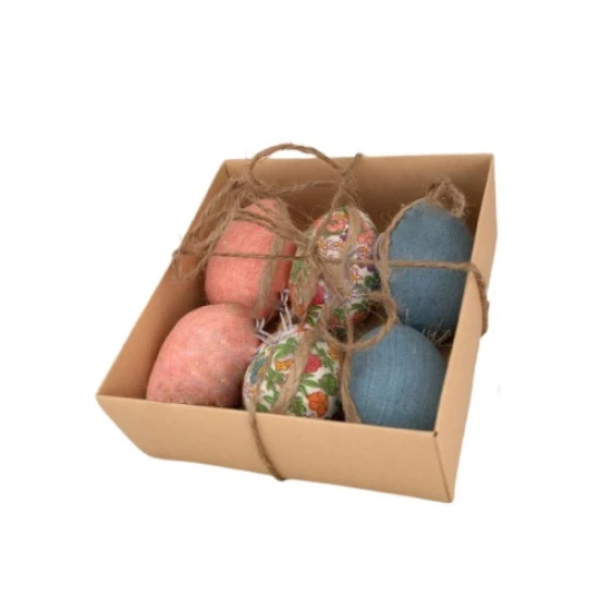 ΑΥΓΑ ΥΦΑΣΜΑΤΙΝΑ ΣΕ ΚΟΥΤΙ SET/6 6CM WHITE-PINK L-BLUE 