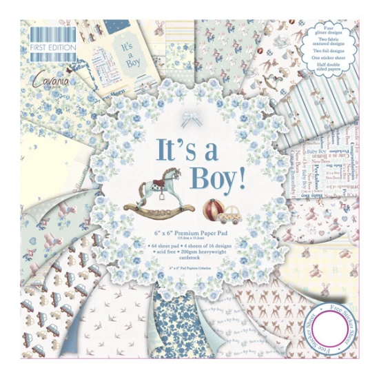Σετ χαρτόνια 30cm x 30cm 48τεμ 200γρ - It's a Boy 