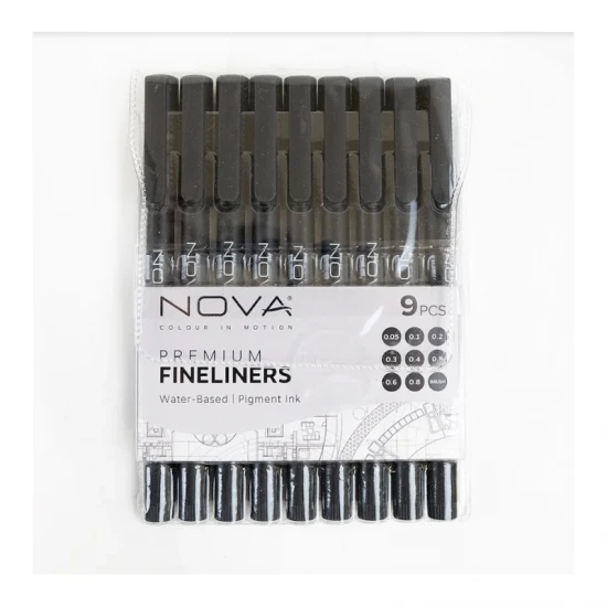 Μαρκαδόροι Black Fineliners Nova 9τεμ