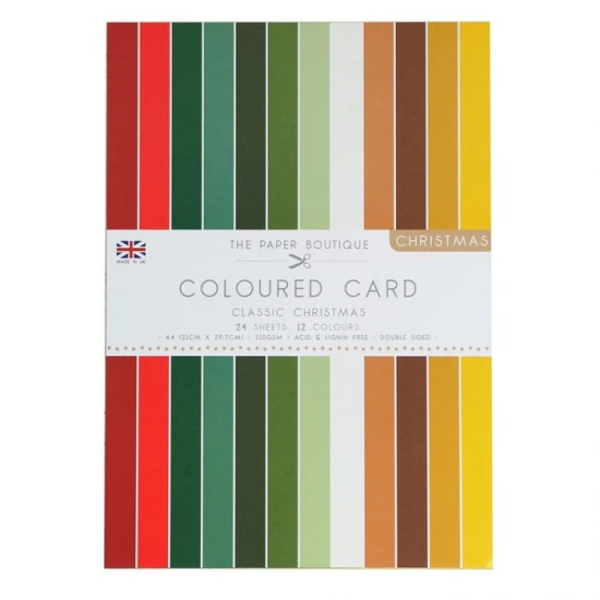 Σετ Χαρτόνια The Paper Boutique Shades of classic Christmas  24φ Α4 12χρώματα 210gr Διπλής Όψης