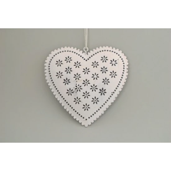 Καρδιά μεταλλική κρεμαστή λευκή 11cm x 11cm x 0,6cm