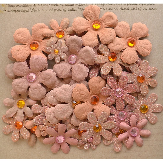 Χειροποίητα λουλούδια Rustic Blush, 50τεμ
