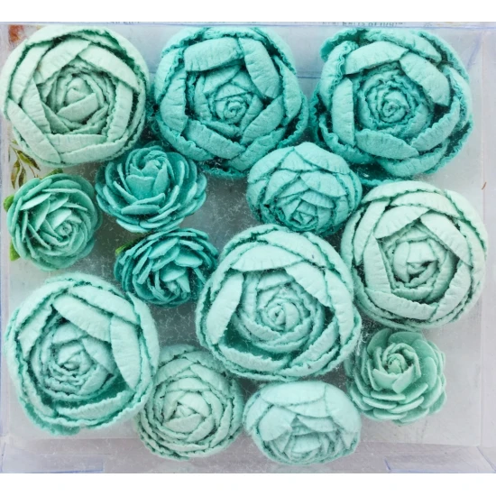 Χειροποίητα English Roses τιρκουάζ 13τεμ