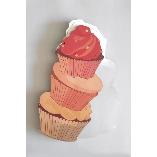 Βιβλίο Ευχών Cupcakes Με Έγχρωμη Εκτύπωση Σε Ξύλο 30cm 15φύλλα ( 30 Σελίδες) + Διακοσμητικό Όνομα + Κάνε Μια Ευχή