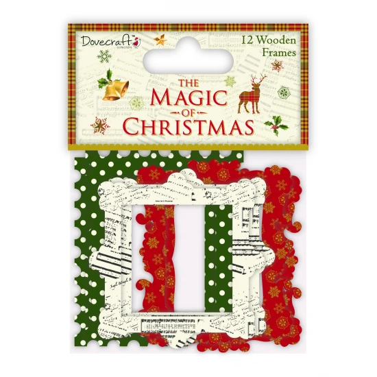 Ξύλινα διακοσμητικά κορνιζάκια The Magic of Christmas 12τεμ