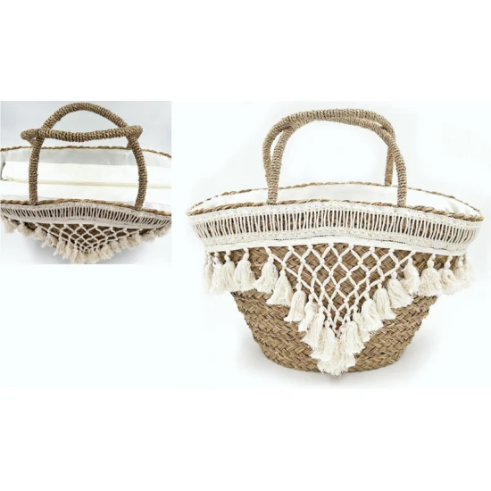 ΨΑΘΙΝΗ ΤΣΑΝΤΑ BOHO ΦΟΔΡΑΡΙΣΜΕΝΗ ΜΕ ΦΕΡΜΟΥΑΡ