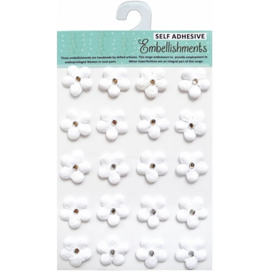 Χειροποίητα Λουλούδια με στρασάκι Daisies White 20τεμ