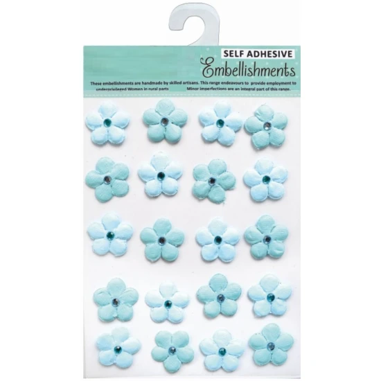 Χειροποίητα Λουλούδια με στρασάκι Daisies Blue 20τεμ