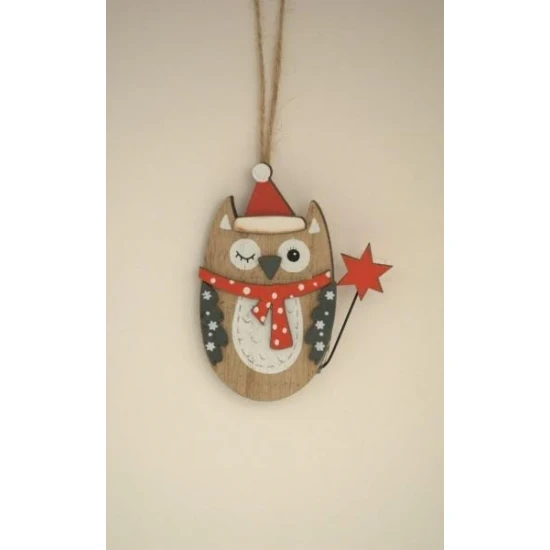 ΚΟΥΚΟΥΒΑΓΙΑ ΞΥΛΙΝΗ ΜΕ ΣΚΟΥΦΙ-ΑΣΤΕΡΙ 8,5X6,5CM - BEIGE-RED