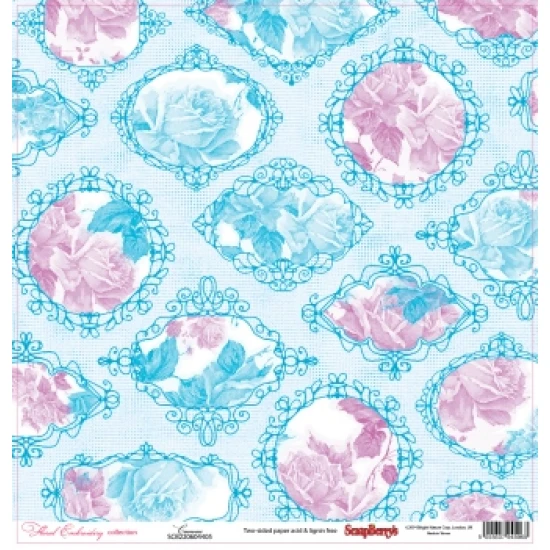 Χαρτόνι 30cm x 30cm διπλής όψης floral embroidery canvas 