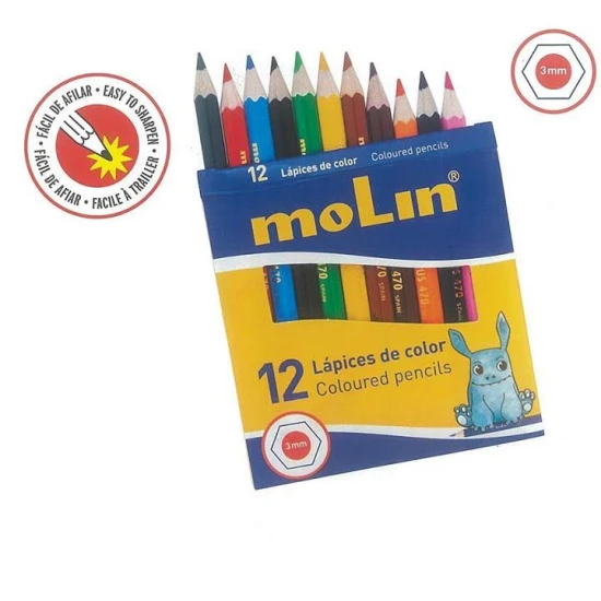 Molin ξυλομπογιές μισού μήκους 12χρώματα